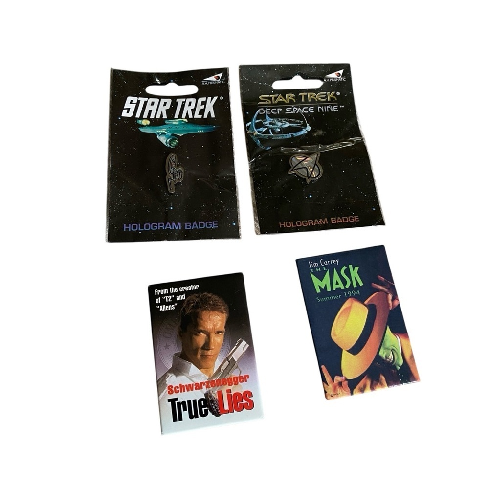 Vintage Star Trek Schwarzenegger Jim Carey Pin Set 4pc